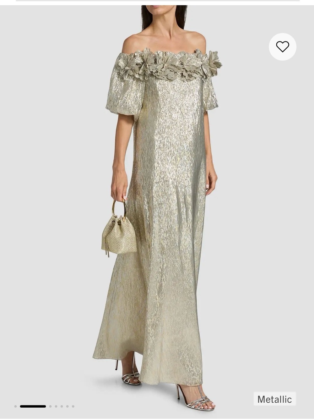 Sachin + Babi Metallic Off-Shoulder Gold Evening Gown